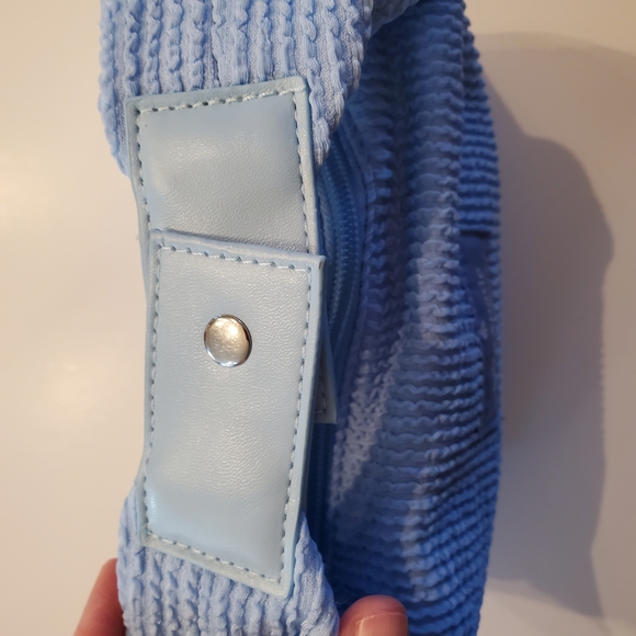 Kate Spade Blue Ribbed Terry Cloth Mini Hobo Cosmetic Bag - Picture 6 of 9